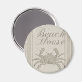 Strandhuis Krab Kust Kuststrook Vintage Magneet (Voorkant / Achterkant)