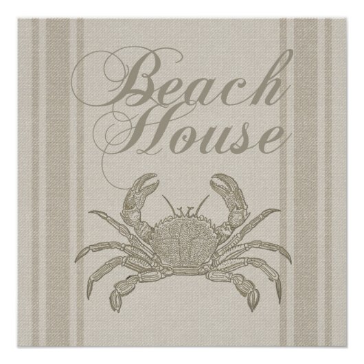 Strandhuis Krab Kust Kuststrook Vintage Perfect Poster (Voorkant)