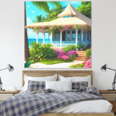Strandhuis met Ocean Uitzicht Canvas Afdruk (Insitu (Slaapkamer))