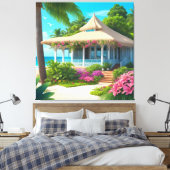 Strandhuis met Ocean Uitzicht Canvas Afdruk (Insitu (Slaapkamer))