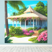 Strandhuis met Ocean Uitzicht Canvas Afdruk (Insitu (Houten vloer))