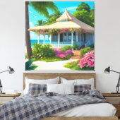 Strandhuis met Ocean Uitzicht Canvas Afdruk (Insitu (Slaapkamer))