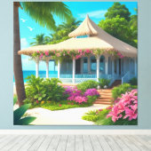 Strandhuis met Ocean Uitzicht Canvas Afdruk (Insitu (Houten vloer))
