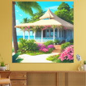 Strandhuis met Ocean Uitzicht Canvas Afdruk (Insitu (Woonkamer))