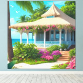 Strandhuis met Ocean Uitzicht Canvas Print (Insitu (Houten vloer))