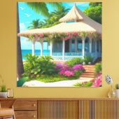 Strandhuis met Ocean Uitzicht Canvas Print (Insitu (Woonkamer))