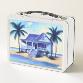 Strandhuis met palmbomen (Achterkant)
