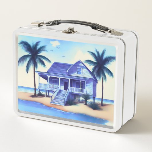 Strandhuis met palmbomen (Voorkant)