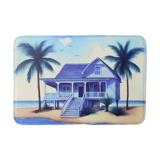 Strandhuis met palmbomen badmat (Voorkant)