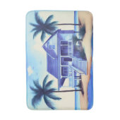 Strandhuis met palmbomen badmat (Voorkant Verticaal)