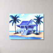 Strandhuis met palmbomen canvas afdruk (Voorkant)