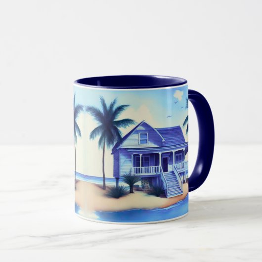 Strandhuis met palmbomen mok (Voorkant rechts)