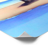 Strandhuis met palmbomen poster (Hoek)