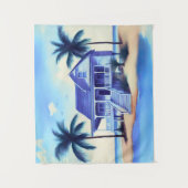 Strandhuis met palmbomen wandkleed (Voorkant)