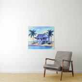 Strandhuis met palmbomen wandkleed (In Situ (horizontaal))
