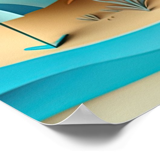 strandhuis met schattig 3d-effect poster (Hoek)