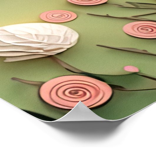 strandhuis met schattig 3d-effect poster (Hoek)