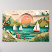 strandhuis met schattig 3d-effect poster (Voorkant)