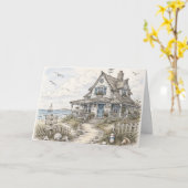 Strandhuis met Zeebries Kaart (Gele Bloem)