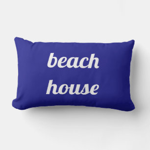 Strandhuis Nautisch Wit Navy Blauw Schattige Zomer Buitenkussen
