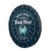 Strandhuis nautische blauwe krab familie monogram dartbord (Voorkant Rechts)