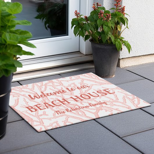 Strandhuis Oceaan Koraal Takken Kust Deurmat