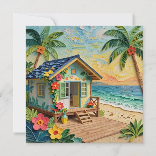 Strandhuis Oceanische Blank Kaart (Voorkant)