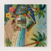 Strandhuis Oceanische Dekbed Legpuzzel (Horizontaal)