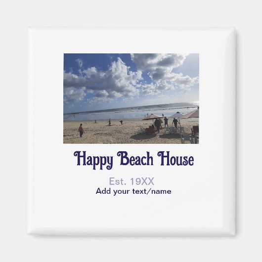 Strandhuis opgericht jaar toevoegen foto breedtegr magneet (Voorkant)