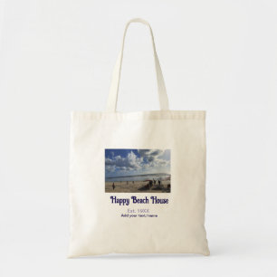 Strandhuis opgericht jaar toevoegen foto breedtegr tote bag