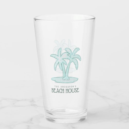 Strandhuis Palm Trees Aqua Blue ID623 Glas (Achterkant)