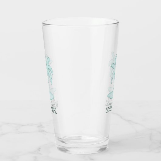Strandhuis Palm Trees Aqua Blue ID623 Glas (Rechts)