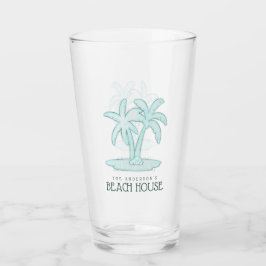 Strandhuis Palm Trees Aqua Blue ID623 Glas