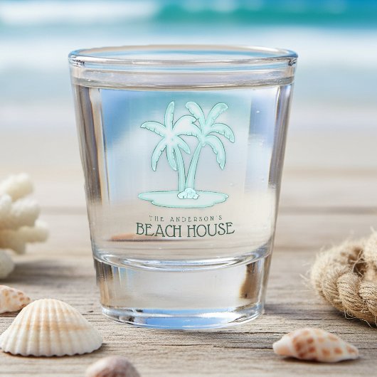 Strandhuis Palmboom Aqua Blauw ID623 Shot Glas