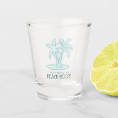 Strandhuis Palmboom Aqua Blauw ID623 Shot Glas (Voorkant)