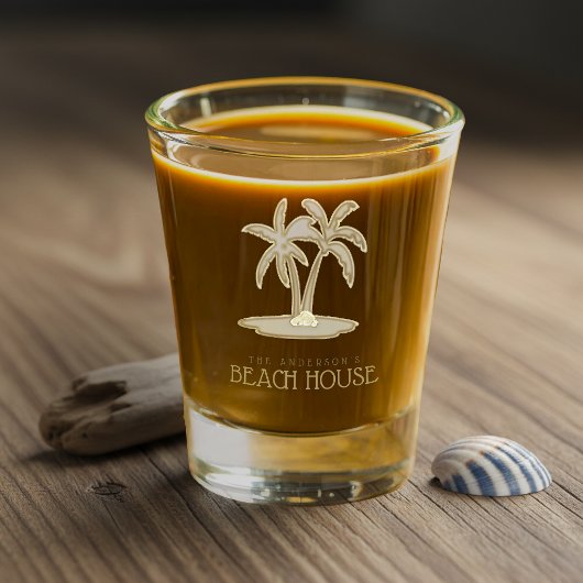 Strandhuis Palmboom Goud ID623 Shot Glas