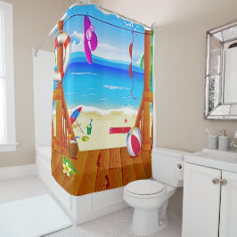 strandhuis paradijs oceanview vakantie douchegordijn