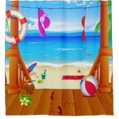 strandhuis paradijs oceanview vakantie douchegordijn (Voorkant)