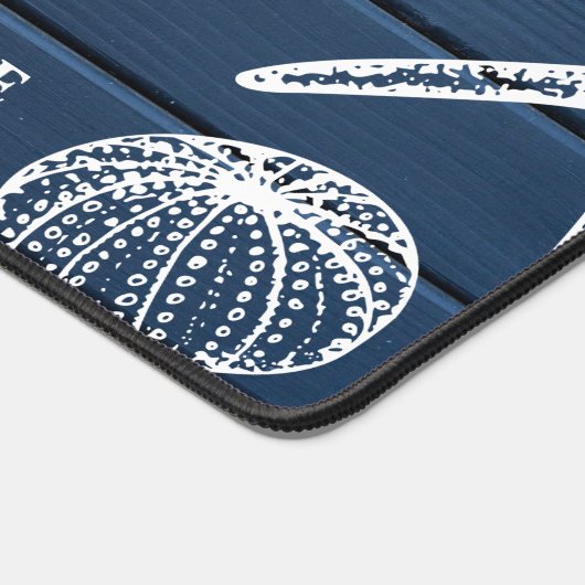 Strandhuis schelpen Aangepaste tekst Bureaumat (Hoek)