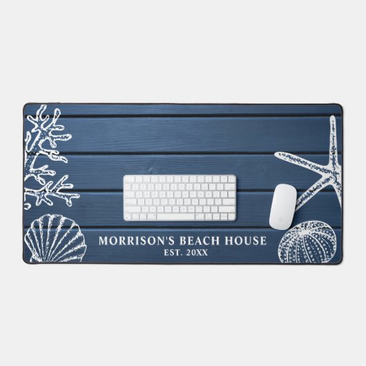 Strandhuis schelpen Aangepaste tekst Bureaumat (Keyboard & Muis)