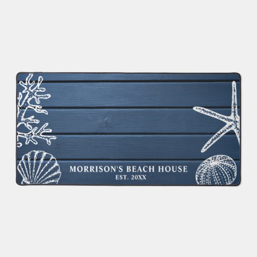 Strandhuis schelpen Aangepaste tekst Bureaumat (Voorkant)