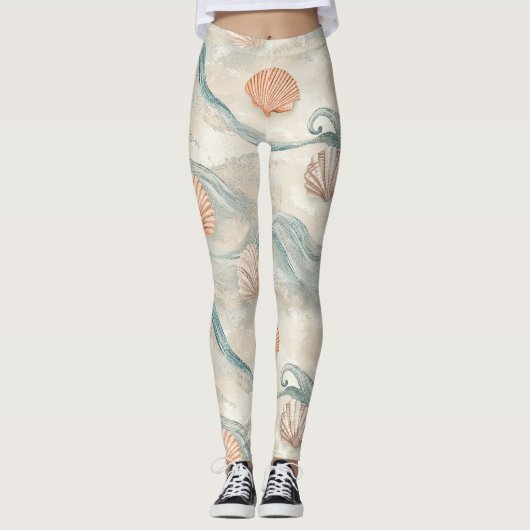 Strandhuis Schelpenpatroon Leggings (Voorkant)