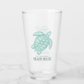 Strandhuis Schildpad Aqua Blauwe ID623 Glas (Achterkant)