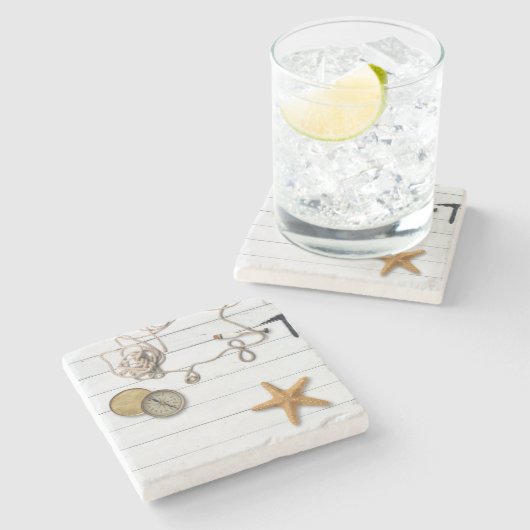 Strandhuis Stone Onderzetter (Zijkant)