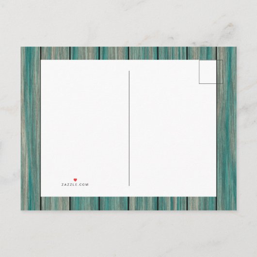 Strandhuis string lichten land blauw hout chic aankondigingskaart (Achterkant)