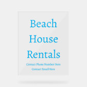 Strandhuis Verhuur Aangepaste Typografie Minimaal Acryl Bord (Voorkant)