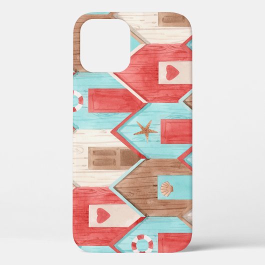 Strandhuis waterverf: retro patroon. Case-Mate iPhone case (Achterkant)