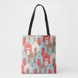 Strandhuis waterverf: retro patroon. tote bag