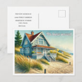 Strandhuis We Zijn Verhuisd  Aankondigingskaart (Voorkant / Achterkant)