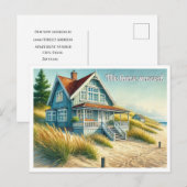 Strandhuis wij zijn verhuisd aankondigingskaart (Voorkant / Achterkant)